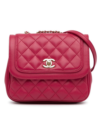 Small Lambskin Quilted Flap Bag with Chain Strap and CC Turn Lock Closure