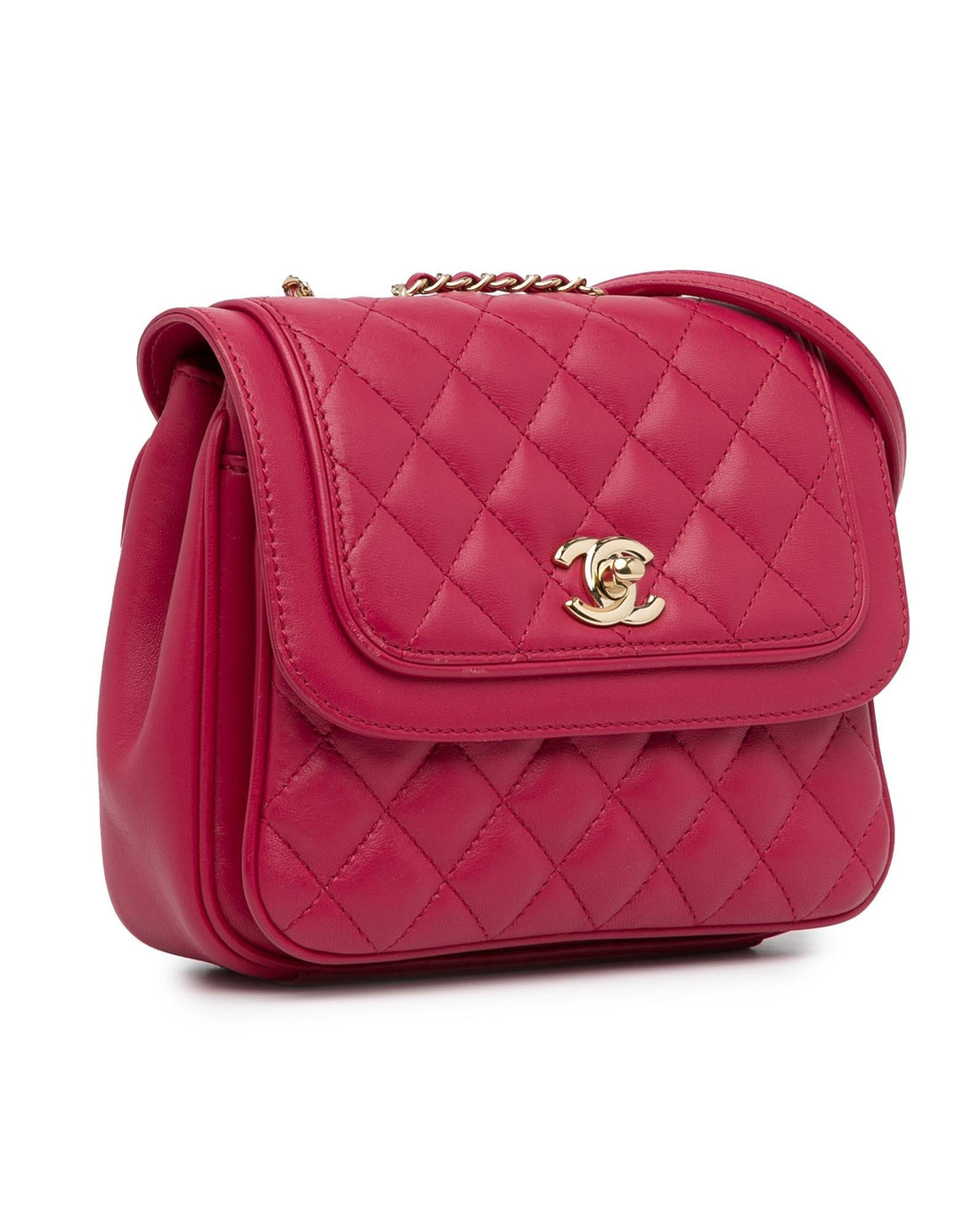Small Lambskin Quilted Flap Bag with Chain Strap and CC Turn Lock Closure