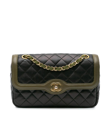 Small Quilted Two-Tone Leather Day Flap Bag