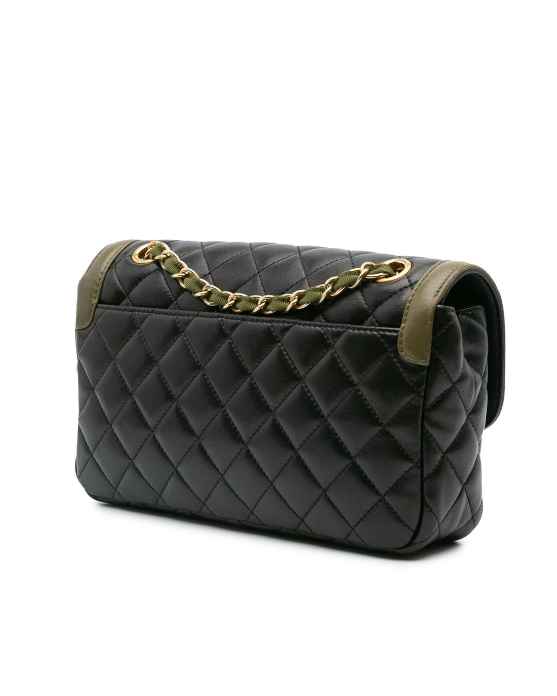 Small Quilted Two-Tone Leather Day Flap Bag