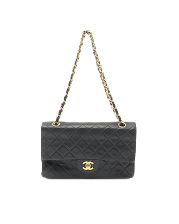 Medium Classic Lambskin Double Flap Shoulder Bag with Quilted Design