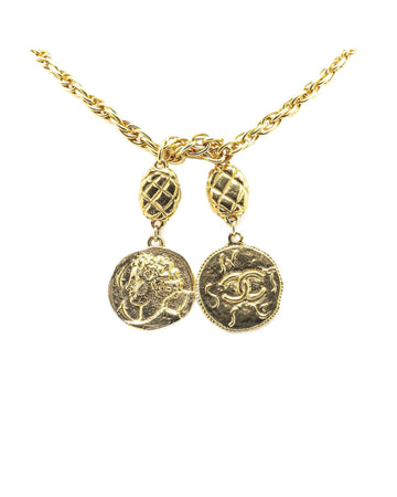 Gold Plated Coin Lariat Necklace