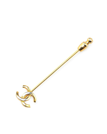 Gold Plated CC Brooch Pin with Back Closure