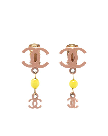 Resin CC Dangle Clip On Earrings
