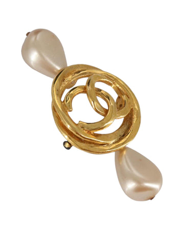 Chanel CC Logo Pearl Brooch