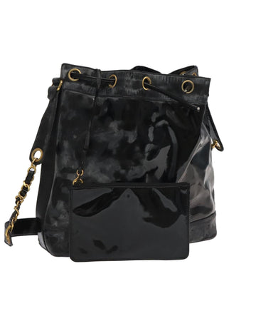 Patent Leather Bucket Bag with Chain Strap