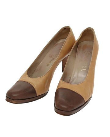 Leather TwoTone Cap Toe Heels
