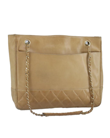 Matelasse Chain Tote Bag Lamb Skin Leather