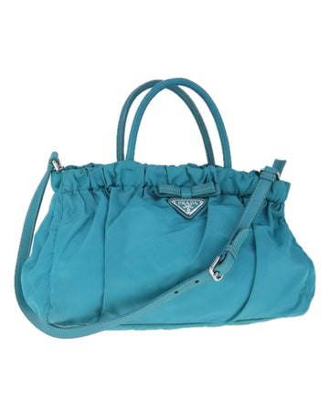 Ruched Nylon Tote Handbag