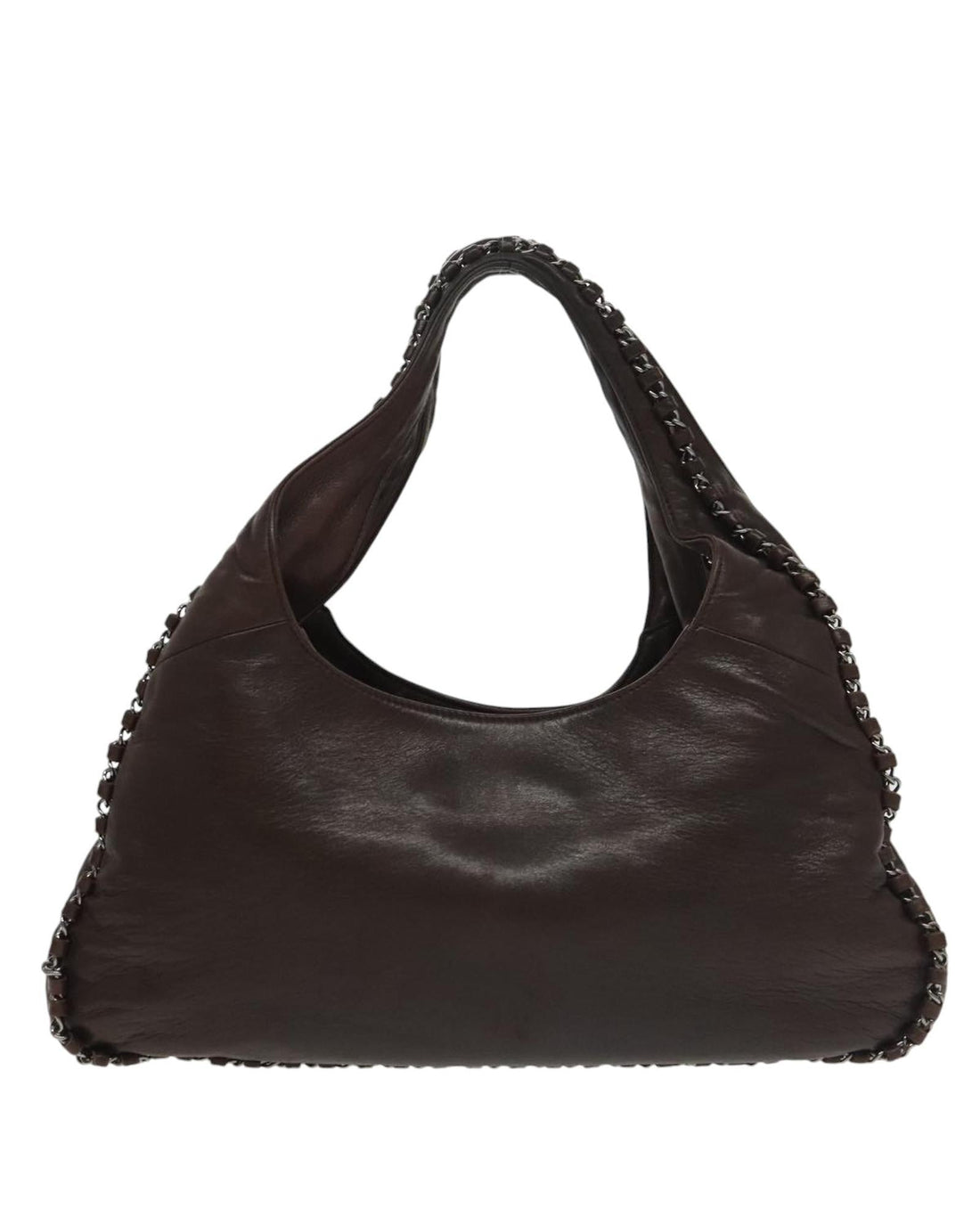 Chain Detail Leather Hobo
