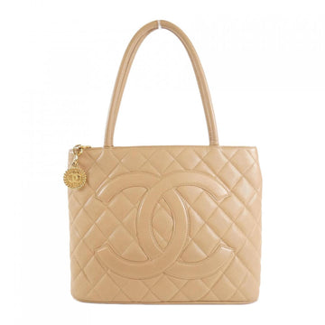 Leather Medaillon Tote Bag with Slight Wear