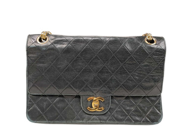Double Flap Leather Shoulder Bag with Moderate Wear