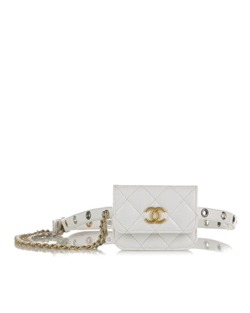 Punk Chain Quilted Leather Belt Bag