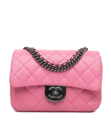 Small Goatskin Double Carry Waist Chain Flap Satchel