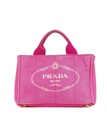 Small Canvas Logo Satchel with Rolled Handles and Interior Pockets