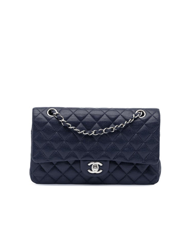 Medium Classic Caviar Double Flap Quilted Leather Shoulder Bag