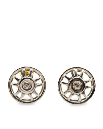 Silver-Tone Clip-On Button Earrings