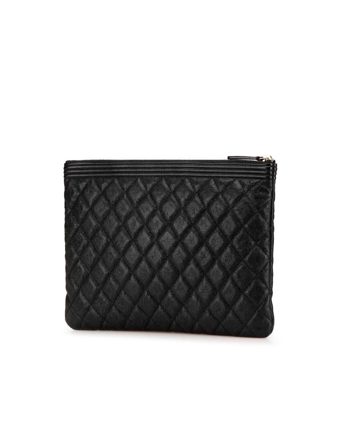 Quilted Leather Top Zip Clutch