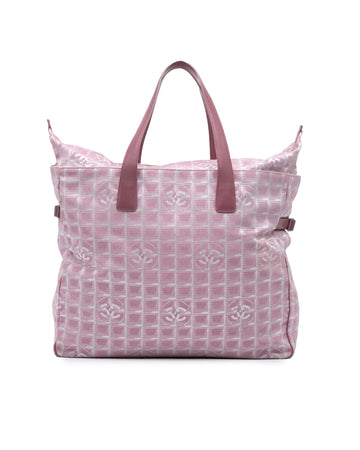 Large Nylon Tote Bag with Leather Trim and Belt Details