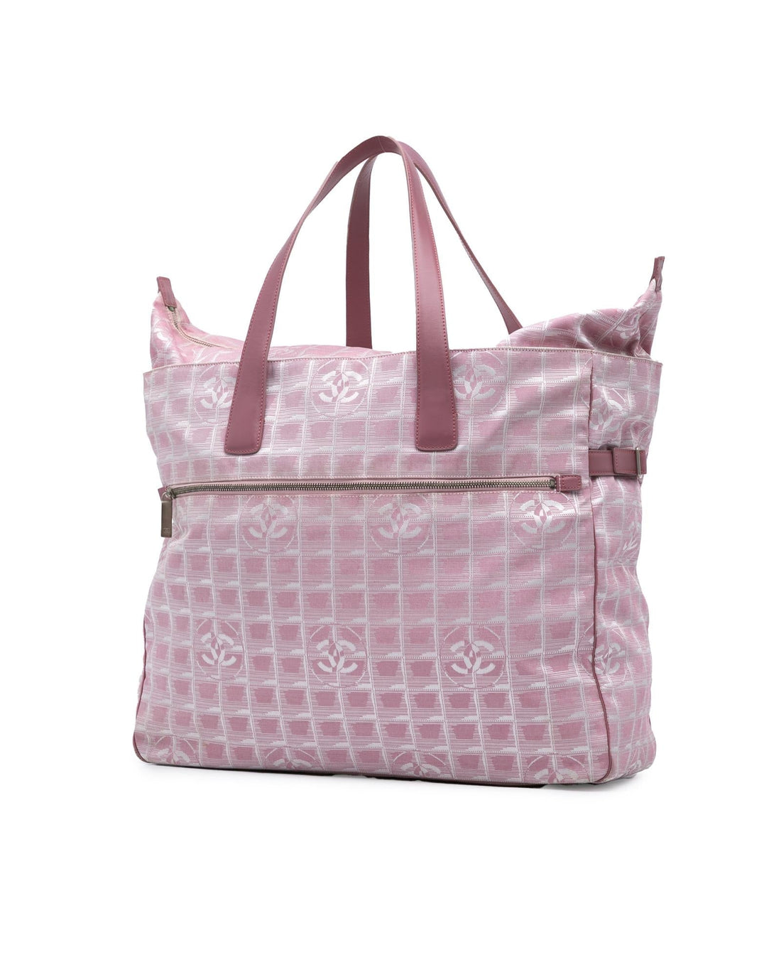 Large Nylon Tote Bag with Leather Trim and Belt Details
