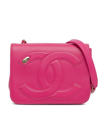 Lambskin Leather Flap Bag with Woven Chain Strap