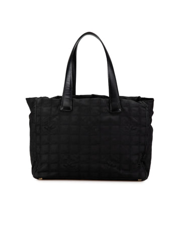 Nylon Tote Bag with Leather Trim and Interior Zip Pockets