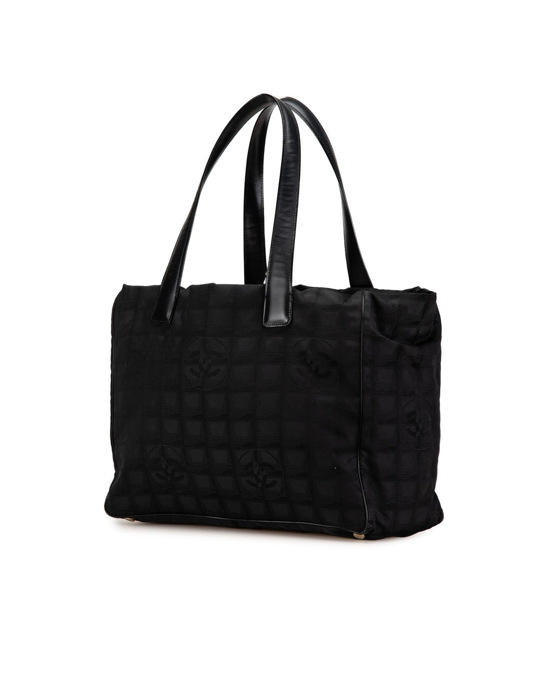 Nylon Tote Bag with Leather Trim and Interior Zip Pockets