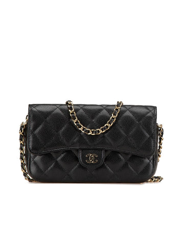 Quilted Leather Phone Holder Wallet on Chain