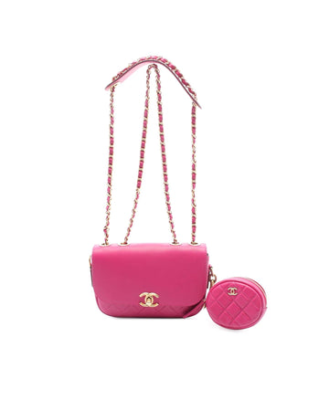 Quilted Calfskin Multi Pouch Shoulder Bag with Chain Straps and CC Lock