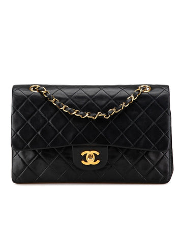Medium Classic Lambskin Double Flap Shoulder Bag with Quilted Design