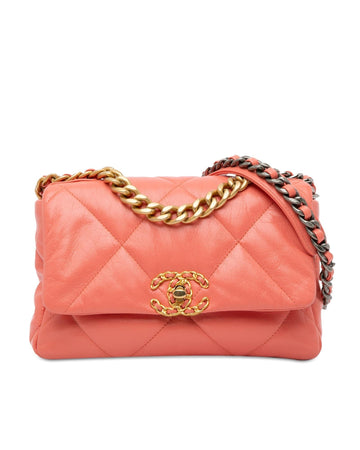 Quilted Lambskin Flap Bag with Chain Strap and Twist-Lock Closure