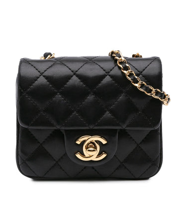 Quilted Lambskin Single Flap Bag with Chain Strap and CC Turn Lock Closure