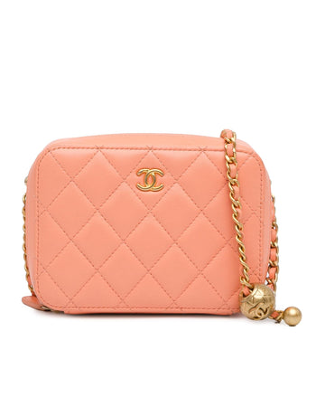 Quilted Lambskin Pearl Crush Camera Bag with Chain Strap