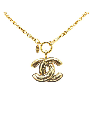 Gold Plated Quilted Pendant Necklace
