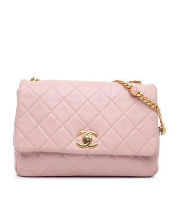Quilted Lambskin Embellished Chain Flap Bag