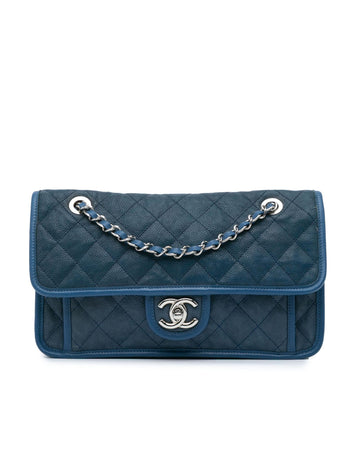 Quilted Leather Flap Bag with Chain Straps and Turn Lock Closure