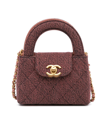 Quilted Denim Kelly Shopper Bag with Chain Strap