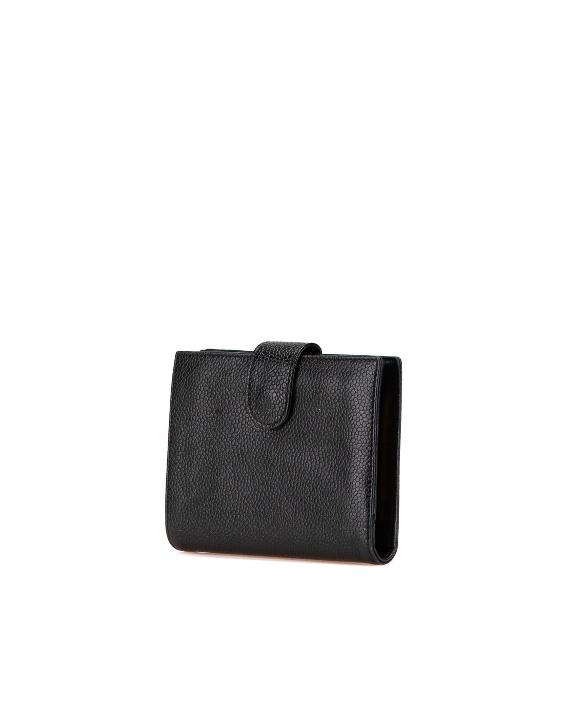Caviar Leather Small Wallet with Coin Compartment and Snap Closure