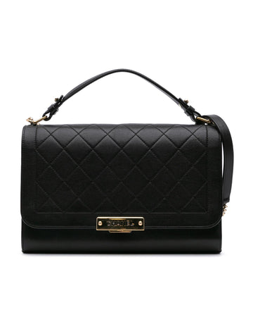 Large Quilted Calfskin Click Flap Bag with Chain Strap