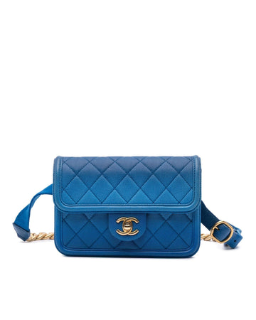 Quilted Caviar Leather Flap Belt Bag with Adjustable Strap and CC Turn-Lock Closure