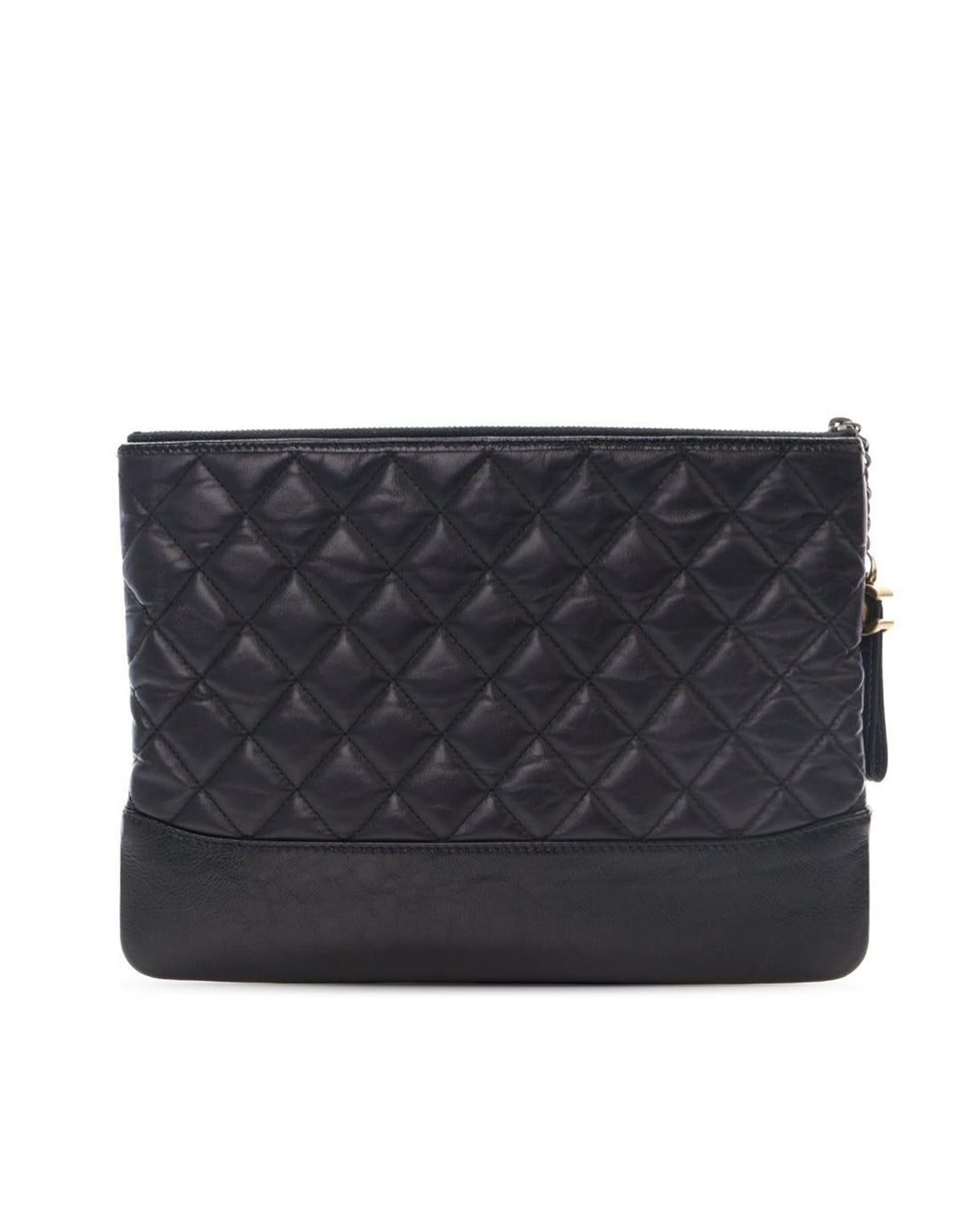 Quilted Calf Leather Gabrielle O Case Clutch with Top Zip Closure