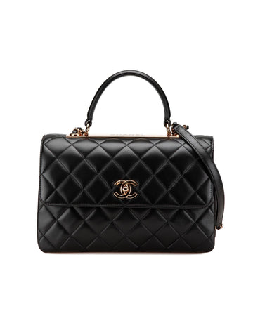 Quilted Lambskin Leather Flap Bag with Chain Strap and CC Turn-Lock Closure