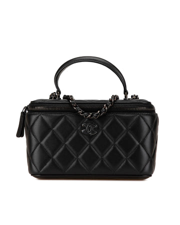 Top Handle Vanity Case with Chain and Interior Mirror