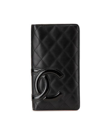 Quilted Lambskin Bifold Wallet with Interior Zip and Slip Pockets