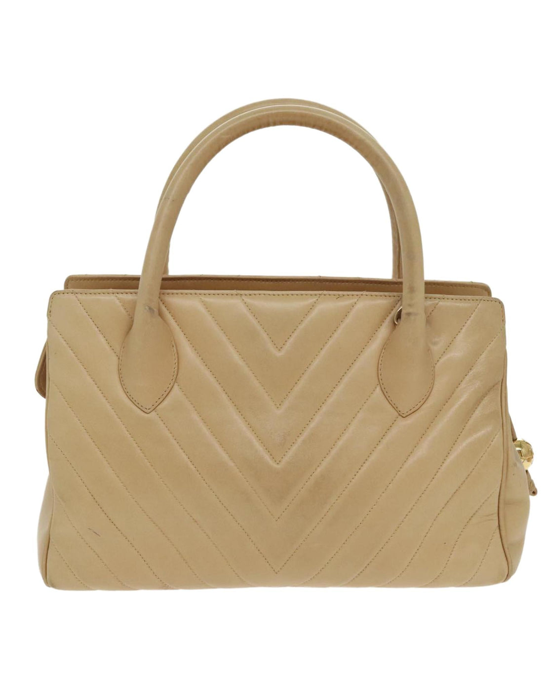 V Stitch Leather 2way Hand Bag with Shoulder Strap
