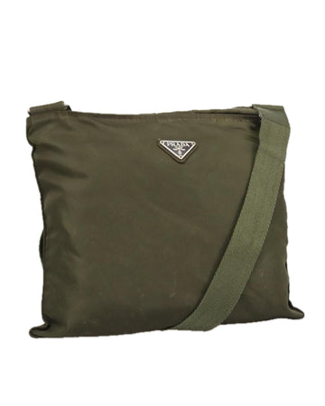 Nylon Shoulder Bag with Adjustable Strap and Silver Accents
