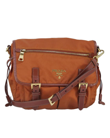 Nylon Shoulder Bag with Gold Accents