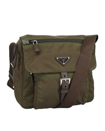 Nylon Shoulder Bag with Adjustable Strap and Silver Accents