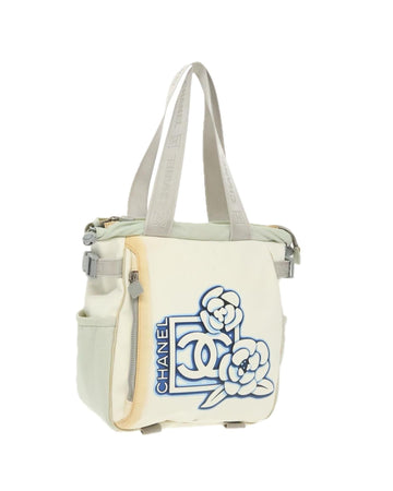 Nylon Sports Tote Bag with Silver CC Detail