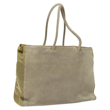Suede Tote Bag with Handle and Metal Fittings